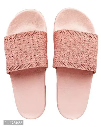 Elegant Fly Knit Blocks Pink Flip Flops For Women-thumb2