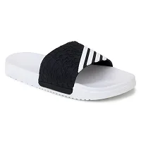 Stylish Fashion Lines White Sliders For Men-thumb3