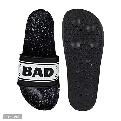 Angel Fashion Black Bad Boy Printed Back Open Trendy Washable Men's Flip Flops , 7 UK/India-thumb3