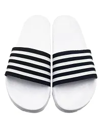 Stylish WhiteSole 4line Black Sliders For Men-thumb2