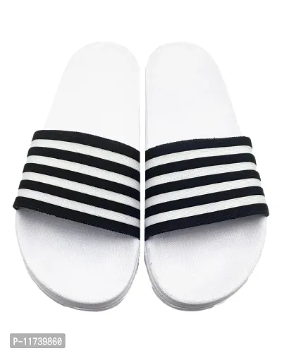 Stylish WhiteSole 4line Black Sliders For Men-thumb3