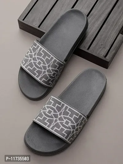 Elegant Fly Knit T Grey Flip Flops For Women