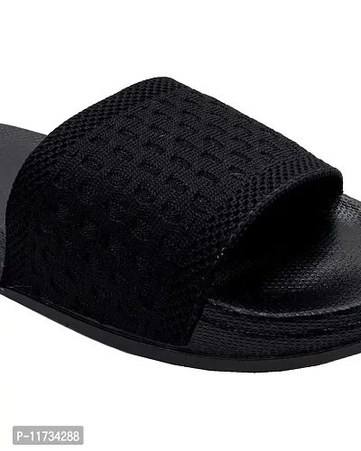 Elegant Fly Knit Blocks Black Flip Flops For Women-thumb5