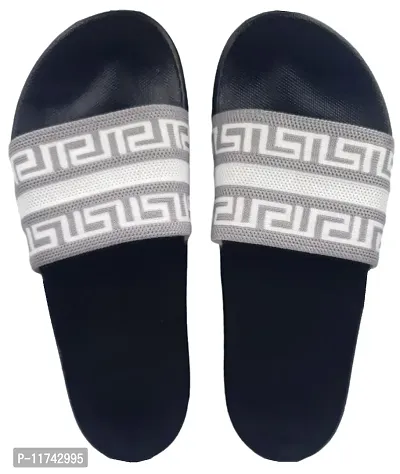 Stylish Fly Knit DoubleR Grey Sliders For Men-thumb2