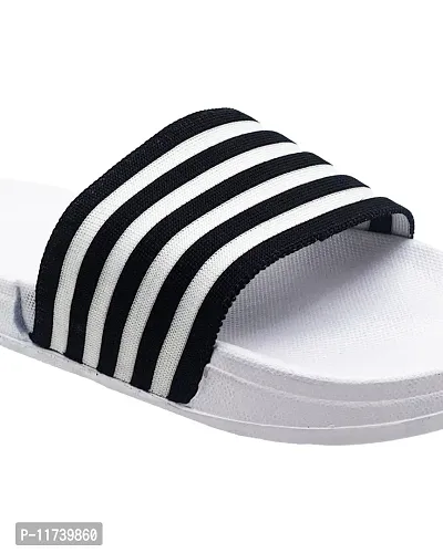 Stylish WhiteSole 4line Black Sliders For Men-thumb5