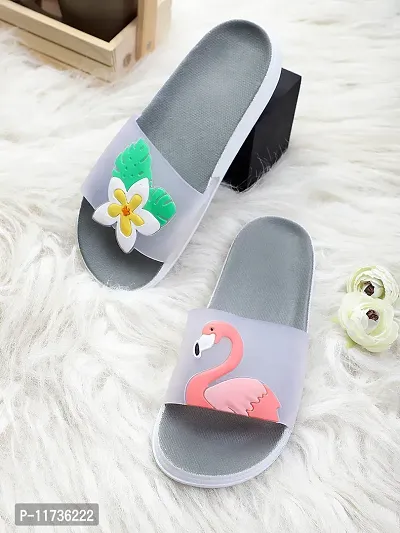 Elegant Bird Grey Flip Flops For Women-thumb0