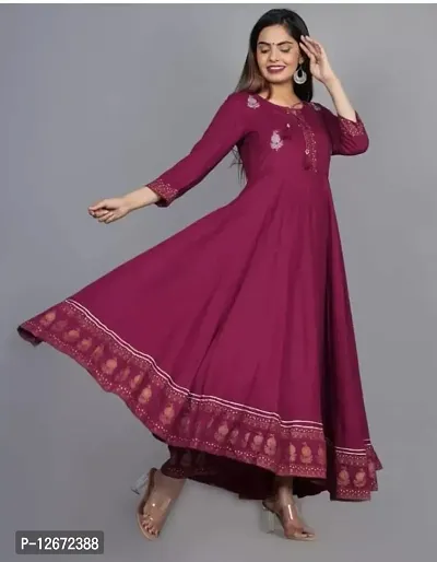 Red Rayon Embroidered Ethnic Gowns For Women-thumb3