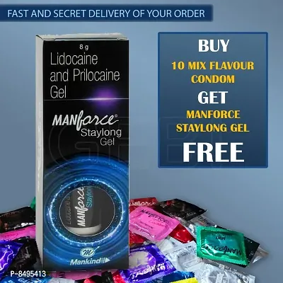 MANFORCE LING BADHANE KI GEL, LING KO MOTA KRNEKA GEL  MIX EXTRA DOTTED CONDOMS PACK OF 10 SUPERTHIN AND EXTRA DOTTED LIKE CHOCOLATE,STRAWBARR, MINT,MELON AND COCKTAIL