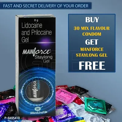 MANFORCE LING BADHANE KI GEL, LING KO MOTA KRNEKA GEL  MIX EXTRA DOTTED CONDOMS PACK OF 30 SUPERTHIN AND EXTRA DOTTED LIKE CHOCOLATE,STRAWBARR, MINT,MELON AND COCKTAIL-thumb0