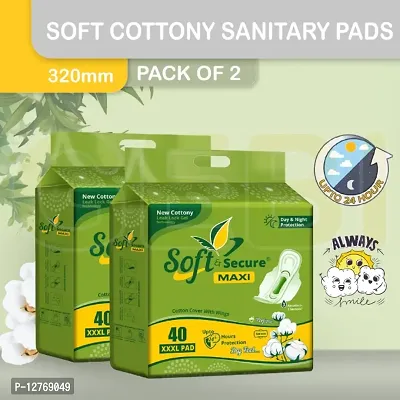 Trendy cottony sanitary pad for rashes and itching free skin friendly made with latest gel techonogly for 24 hours protection soft and flexible wings provide maximum side protection pack of 2 (80 pic)