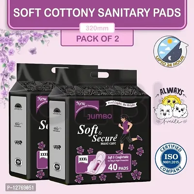 SOFT  SECURE Jumbo size sanitary pads added gel for day  night protecti-thumb0