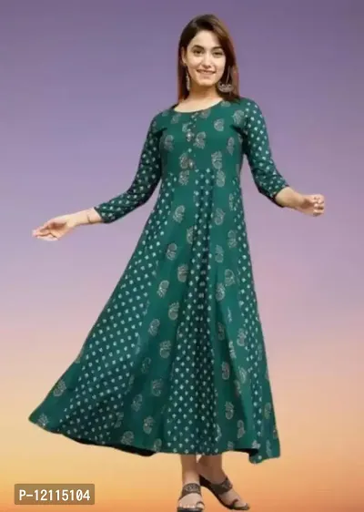 Beautiful A-line Green Long Dress For Women-thumb0