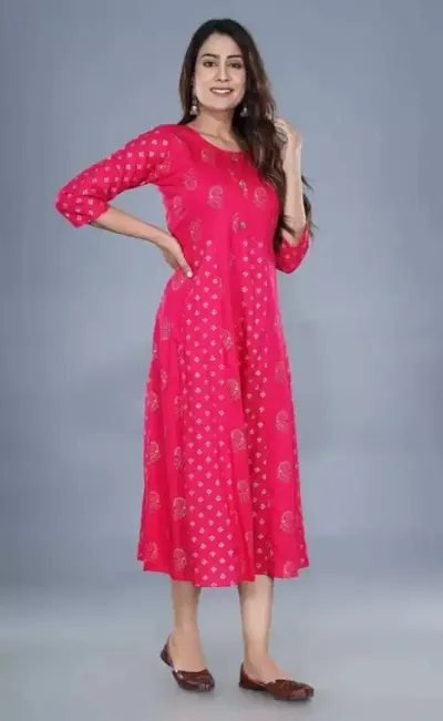 Stylish Rayon Printed Anarkali Kurtis