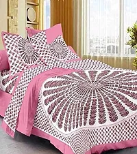 STAGLINE Traditional Designs Printed Pure Cotton Double Super Soft Bedsheet with Two Pillow Covers for Bedroom(Thread Count: 144, Queen, 90 x 100, Pink)-thumb1