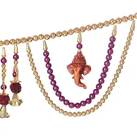 STAGLINE Handmade Traditional Ganesh Pearl with Bell Main Door Hanging/Toran /Bandanwar( 3Feet, Pack of 1) (Purple)-thumb1