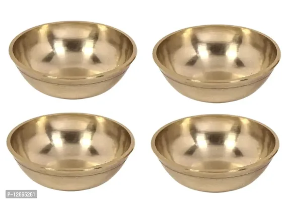 STAGLINE Traditional Brass Sandal Bowl for Pooja Item (4.5 Cm, Gold, Pack of 4)