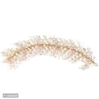 STAGLINE Beautiful Bridal Headband, Tiara  Hair Accessory with White  Flexible Wire and Pearl for Girls/Women (Light Pink)