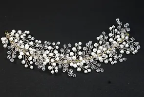 STAGLINE Beautiful Bridal Headband, Tiara  Hair Accessory with White  Flexible Wire and Pearl for Girls/Women (Cream)-thumb1