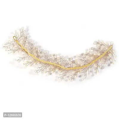 STAGLINE Beautiful Bridal Headband, Tiara  Hair Accessory with White  Flexible Wire and Pearl for Girls/Women (Cream)-thumb5