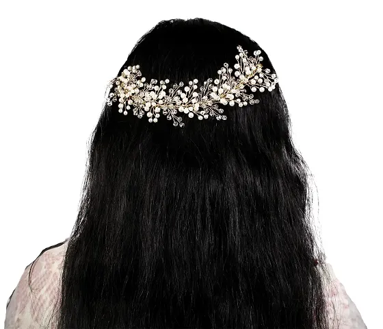 STAGLINE Beautiful Bridal Headband, Tiara Hair Accessory with Flexible Wire and Pearl for Girls/Women (Cream)