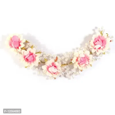 STAGLINE Beautiful Bridal Headband, Tiara & Hair Accessory with White & Flexible Artifical Flower for Girls/Women(Pink)