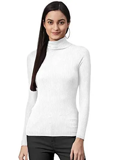 LOVO Women's Woollen Warm Full Sleeves High Neck/Inner/Skivvy for Winters (HN07-Free-P1, White)