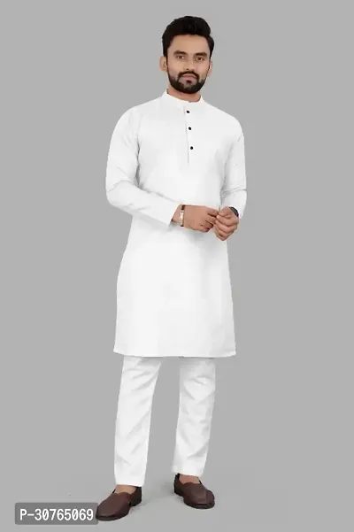 Men Stylish Cotton Blend Kurta Set-thumb0