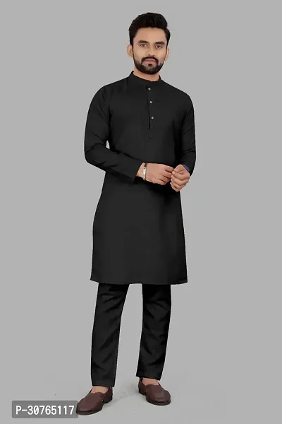 Men Stylish Cotton Blend Printed Kurta Set-thumb0