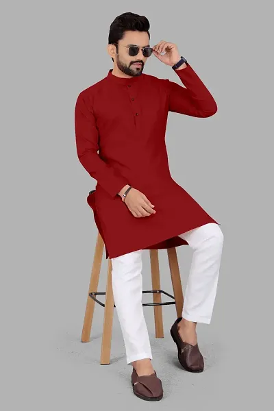 Trendy Cotton Blend Kurta Sets For Men 