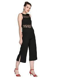 Lace Net Sleeveless Regular Fit Black Jumpsuit-thumb1