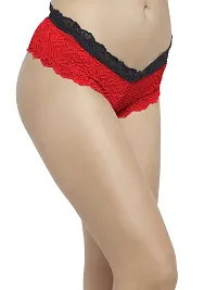 Women Cheeky Lace Mid Waist Floral Underwear Lingerie Brief Panty_Red-thumb2