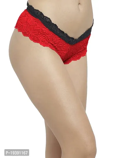 Women Cheeky Lace Mid Waist Floral Underwear Lingerie Brief Panty_Red-thumb3