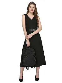 Women's V Neck Sleeveless Super Black Maxi Dress_Black_XS-thumb1