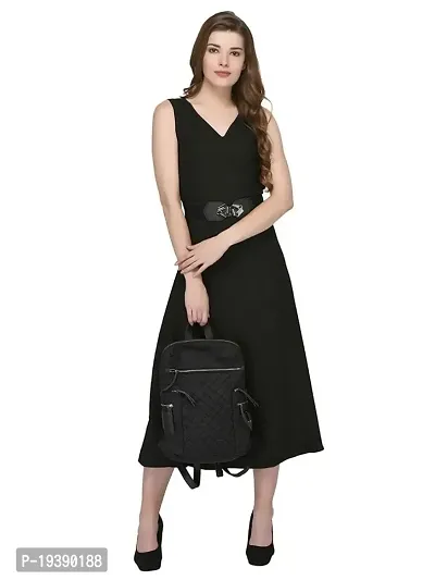 Women's V Neck Sleeveless Super Black Maxi Dress_Black_XS-thumb2