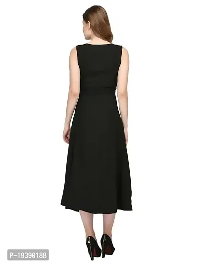 Women's V Neck Sleeveless Super Black Maxi Dress_Black_XS-thumb4