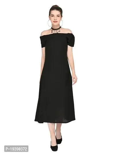 Women's Trendy Off-Shoulder Fit and Flare Maxi Dress_Black_S