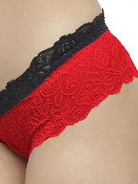 Women Cheeky Lace Mid Waist Floral Underwear Lingerie Brief Panty_Red-thumb4