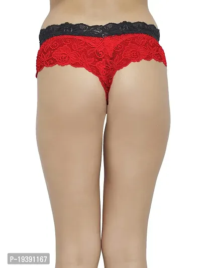 Women Cheeky Lace Mid Waist Floral Underwear Lingerie Brief Panty_Red-thumb4