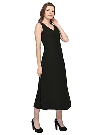 Women's V Neck Sleeveless Super Black Maxi Dress_Black_XS-thumb2