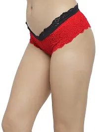 Women Cheeky Lace Mid Waist Floral Underwear Lingerie Brief Panty_Red-thumb1