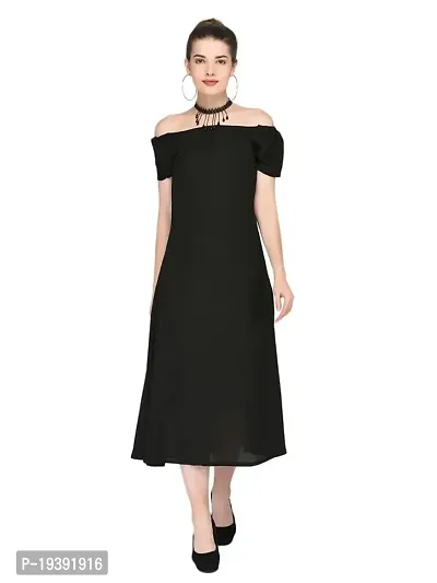 Women's Trendy Off-Shoulder Fit and Flare Maxi Dress_Black_L