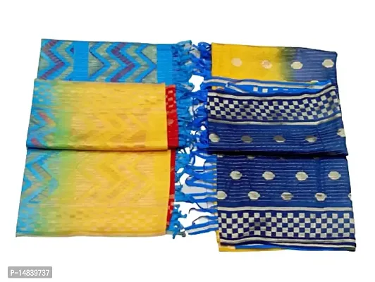 JUBINATION Dupatta Women's Orenga multicolor Dupatta Set pack of 2 (Self Design-5)-thumb2