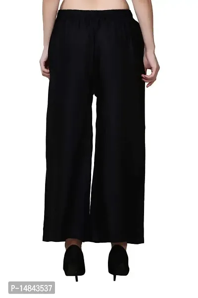 JUBINATION Palazzo Pant Women's Ethnic Rayon Coton Colour Black Plain Casual Wear Stylish Palazzo Pant Size XL-thumb3