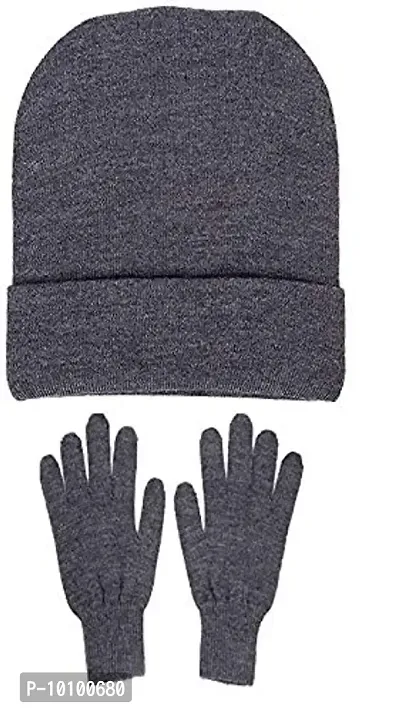Jubination Baby Girls|Baby Boys kids Combo of School Winter Woollen Cap/Skull Cap and Gloves Set Soft Knit for Winter (Pack of - 2)-thumb0