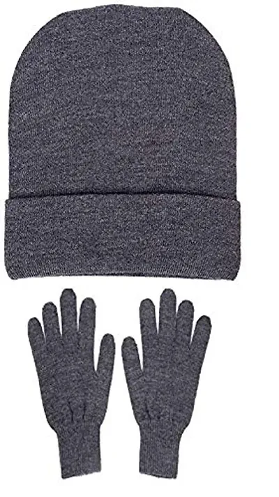 Jubination Baby Girls|Baby Boys kids Combo of School Winter Woollen Cap/Skull Cap and Gloves Set Soft Knit for Winter (Pack of - 2)