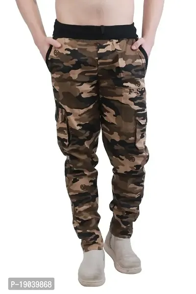 Man Army Print Camouflage Printed Slim Fit Flat-Front Joggers free size-thumb0