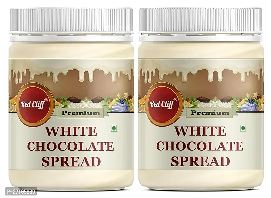 RED CLIFF White Chocolate Spread | Combo Pack Of 2 | Made with Low Fat Cocoa Butter| Vegetarian | All Natural Ganache | (White Chocolate Spread | 350gx2 |)-thumb0
