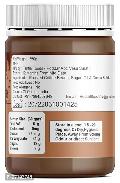 RED CLIFF Coffee Mocha Chocolate Spread | Product of India | All Natural | Ganache | (Coffee Mocha Spread | 350g |)-thumb3