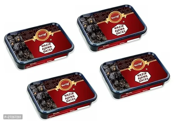 RED CLIFF Premium Wazir Ajwa Dates | Original  Rich Khajoor | Combo Pack Of 4 | (Ajwa Dates | 350gx4 |)-thumb0