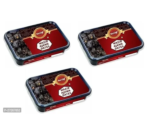 RED CLIFF Premium Wazir Ajwa Dates | Original  Rich Khajoor | Combo Pack Of 3 | (Ajwa Dates | 350gx3 |)-thumb0